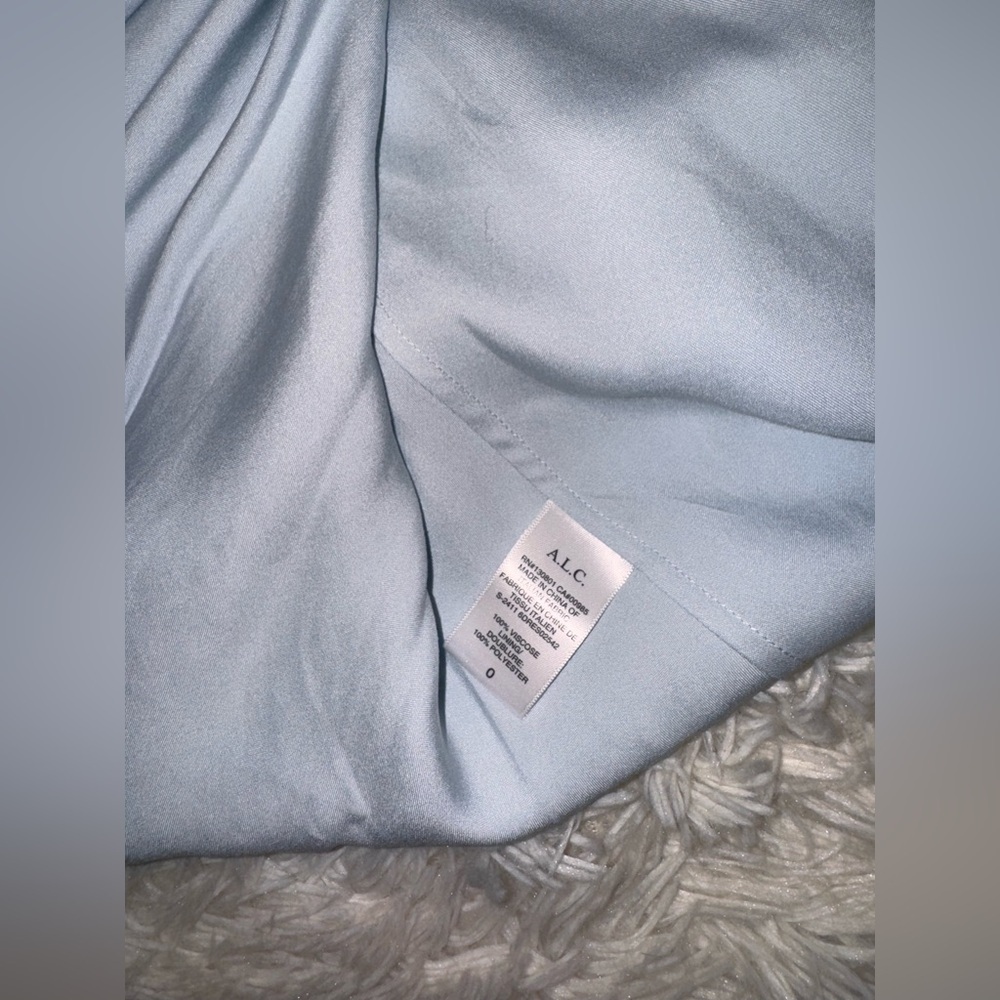 A.L.C. Pale Blue One-Shoulder Ruched Maxi Dress - Picture 13 of 14